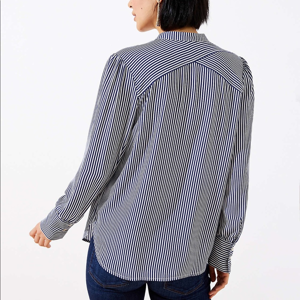 Loft | NWT striped crossover back utility blouse - Picture 2 of 8